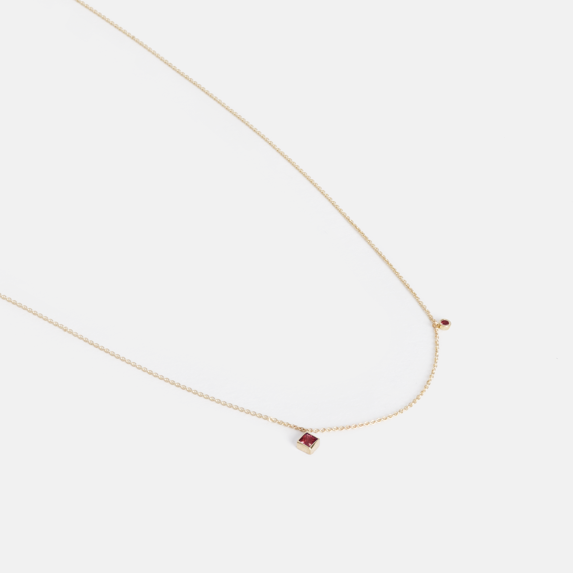 Ibi Delicate Necklace in 14k Gold set with Rubies By SHW Fine Jewelry NYC