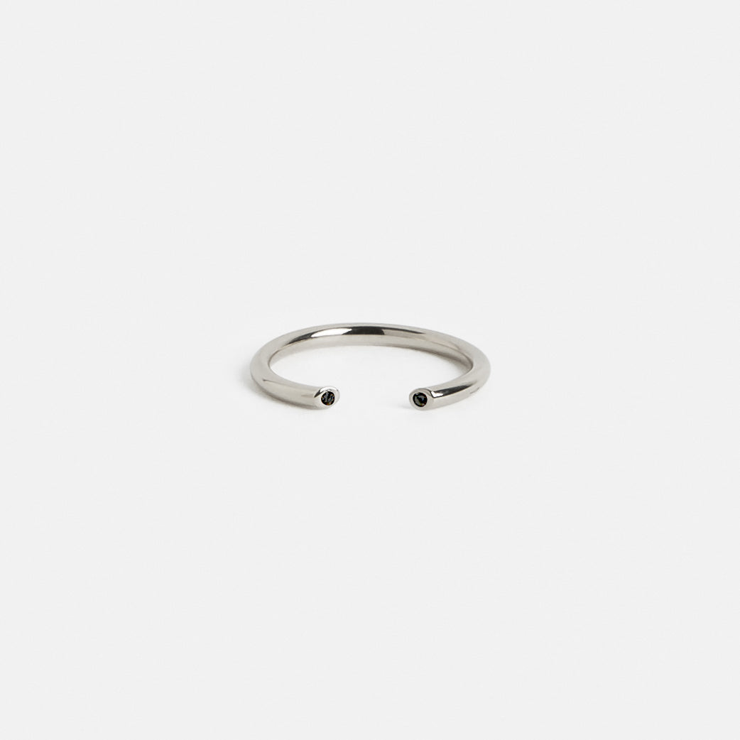 Olva Cool Ring in 14k White Gold set with Black Diamonds by SHW Fine Jewelry NYC