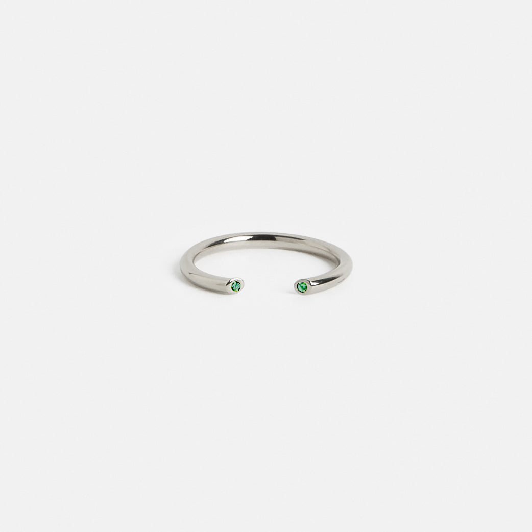 Olva Cool Ring in 14k White Gold set with Green Diamonds by SHW Fine Jewelry NYC