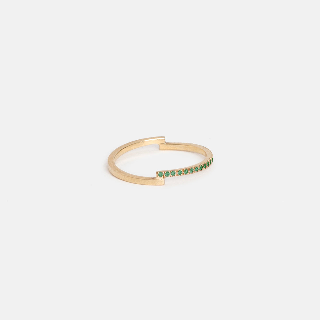 Para Delicate Ring in 14k Gold set with Emeralds By SHW Fine Jewelry NYC