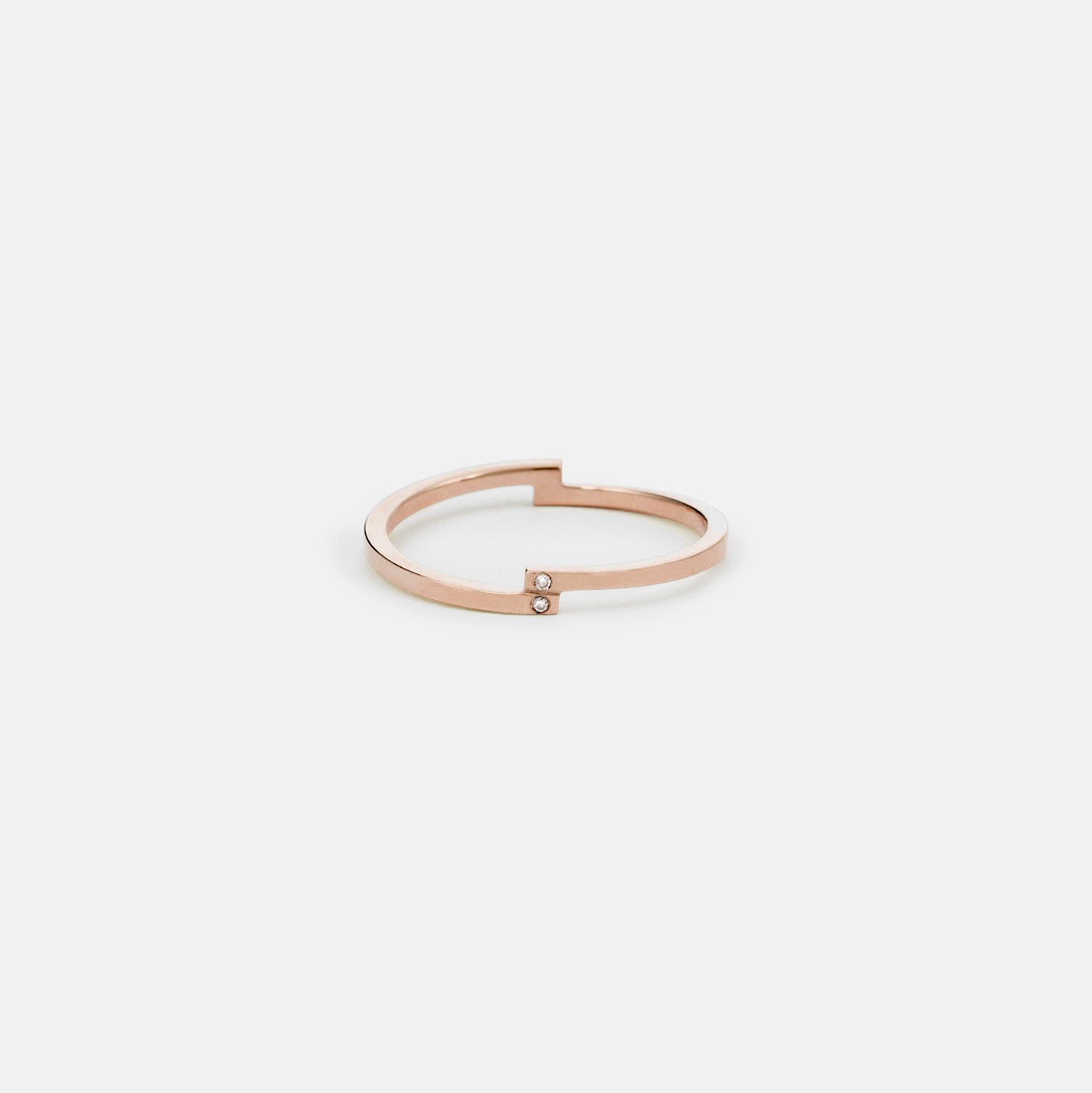 Pili Handmade Ring in 14k Rose Gold set with White and Black Diamonds By SHW Fine Jewelry New York City