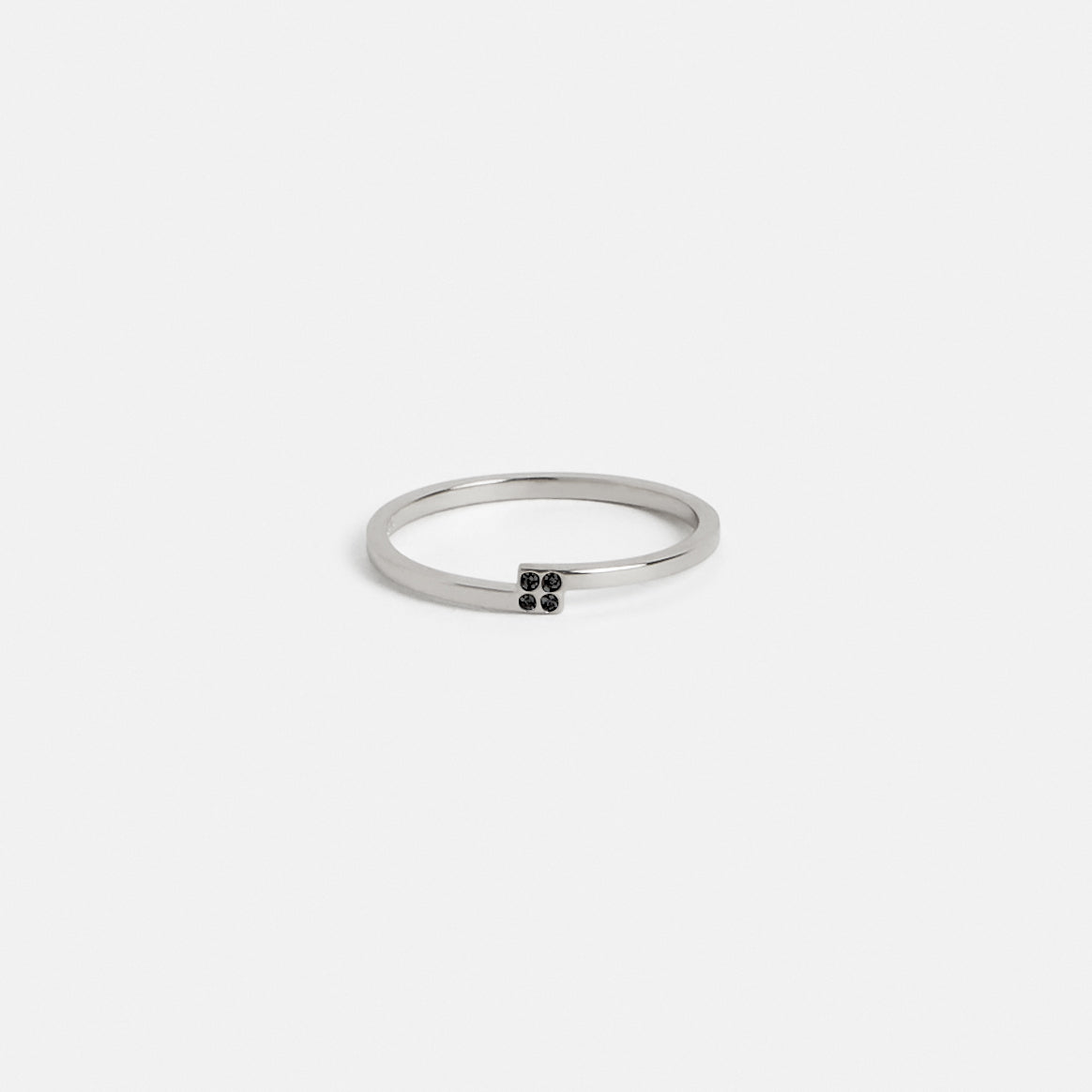 Piva Thin Ring in 14k White Gold set with Black Diamonds By SHW Fine Jewelry NYC