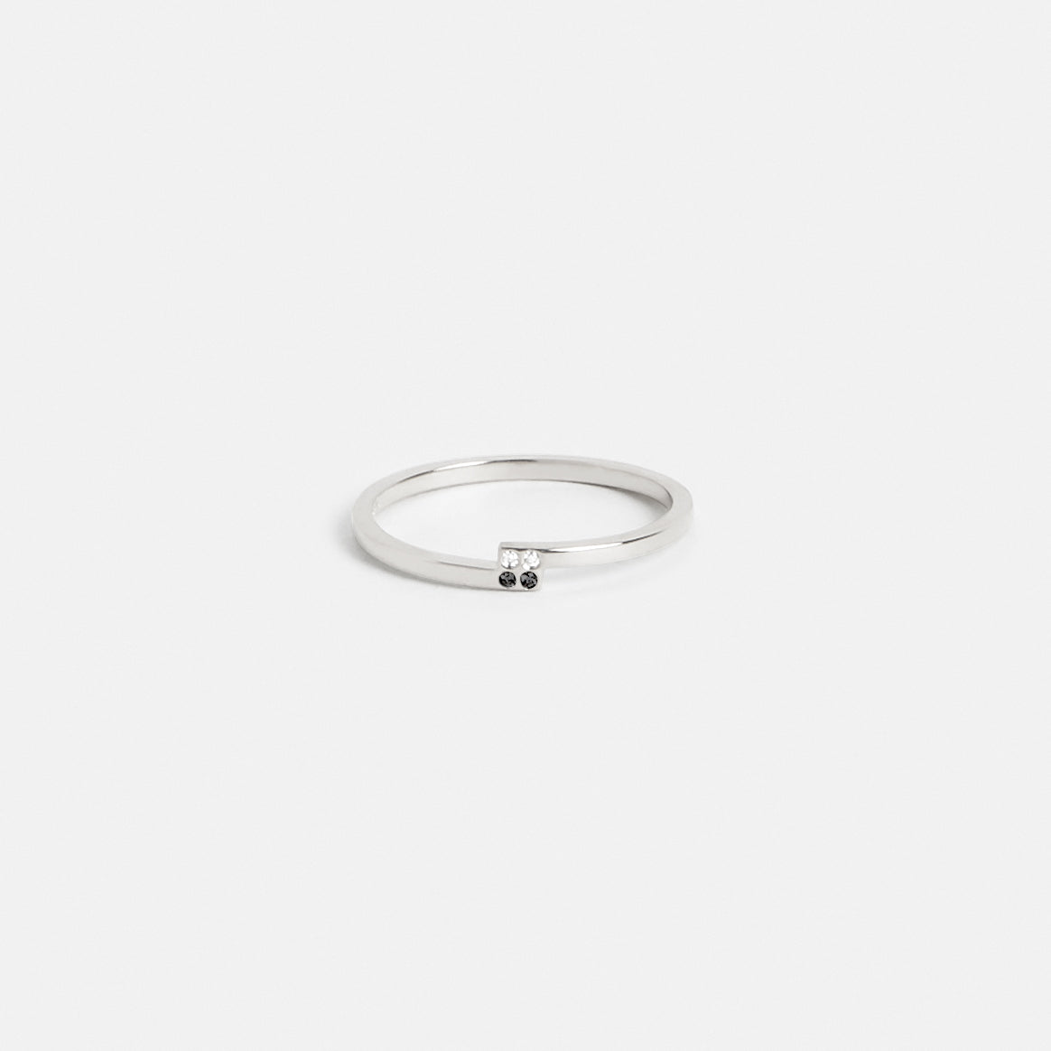 Piva Unique Ring in Sterling Silver set with White and Black Diamonds By SHW Fine Jewelry NYC