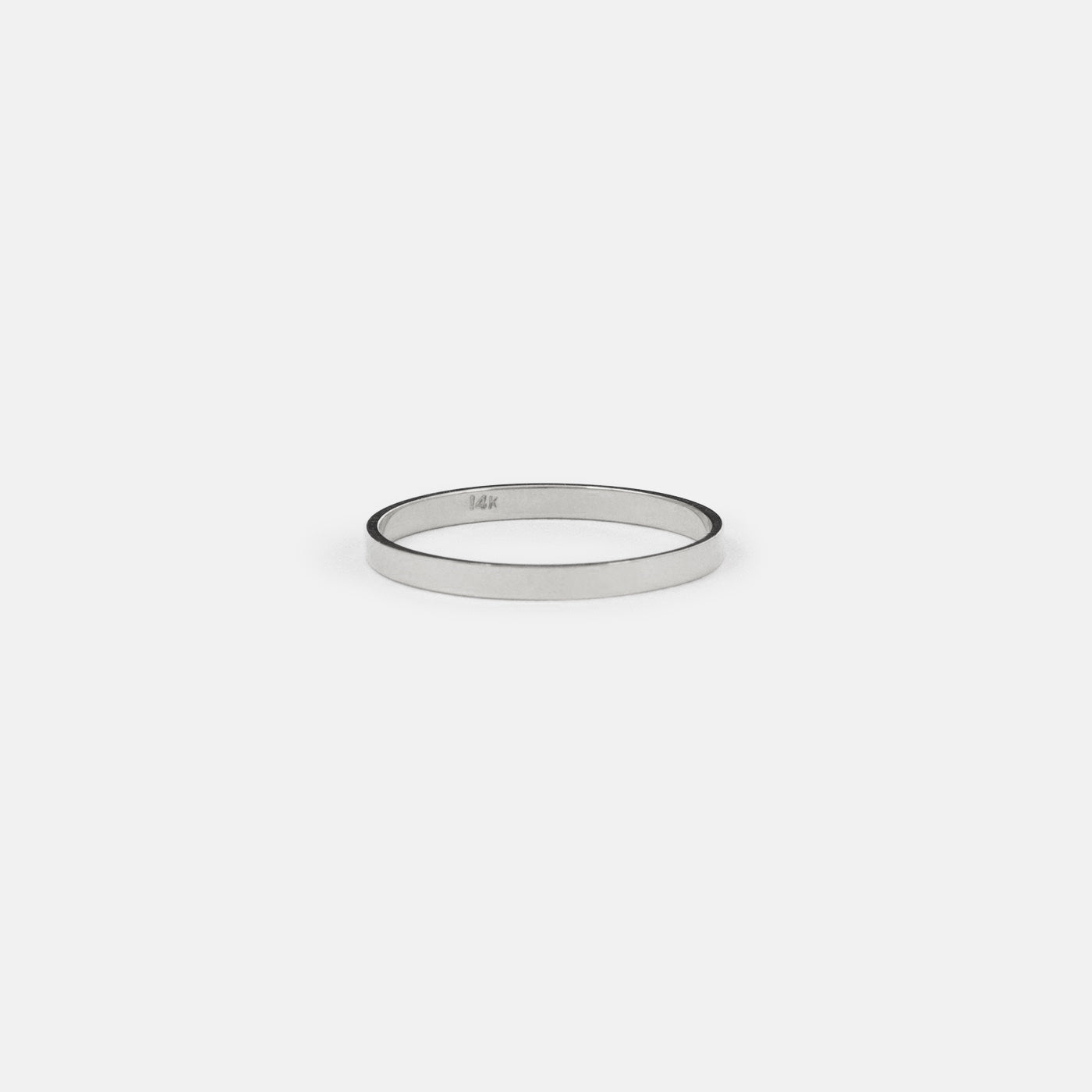 Minimal 2mm flat profile thin mens and womens wedding band in solid 14k yellow, white, rose gold by SHW coolest fine jewelry store in NYC