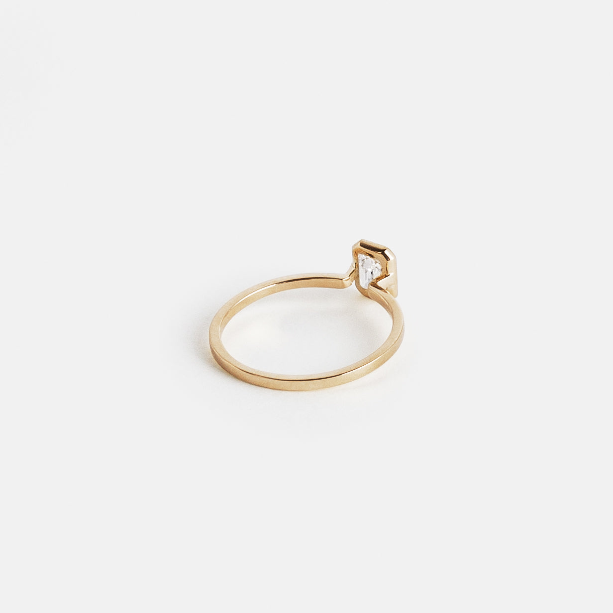 Auda Simple Ring in 14k Gold set with an emerald cut lab-grown diamond By SHW Fine Jewelry NYC