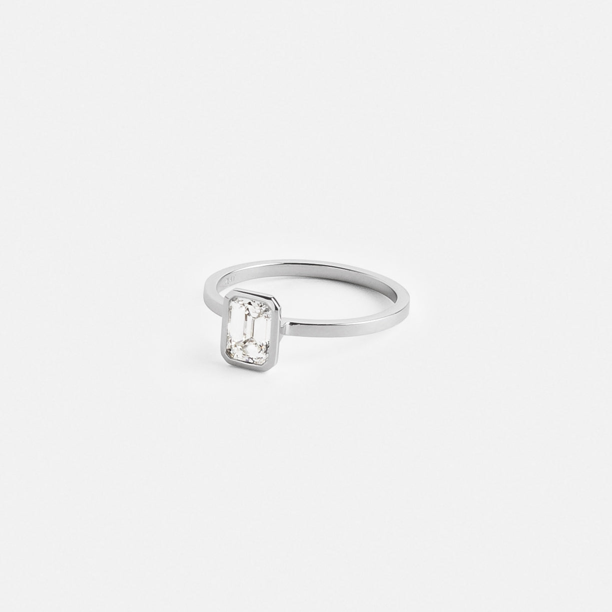 Auda Stacked Ring in Platinum set with a 0.82ct emerald cut natural diamond By SHW Fine Jewelry NYC