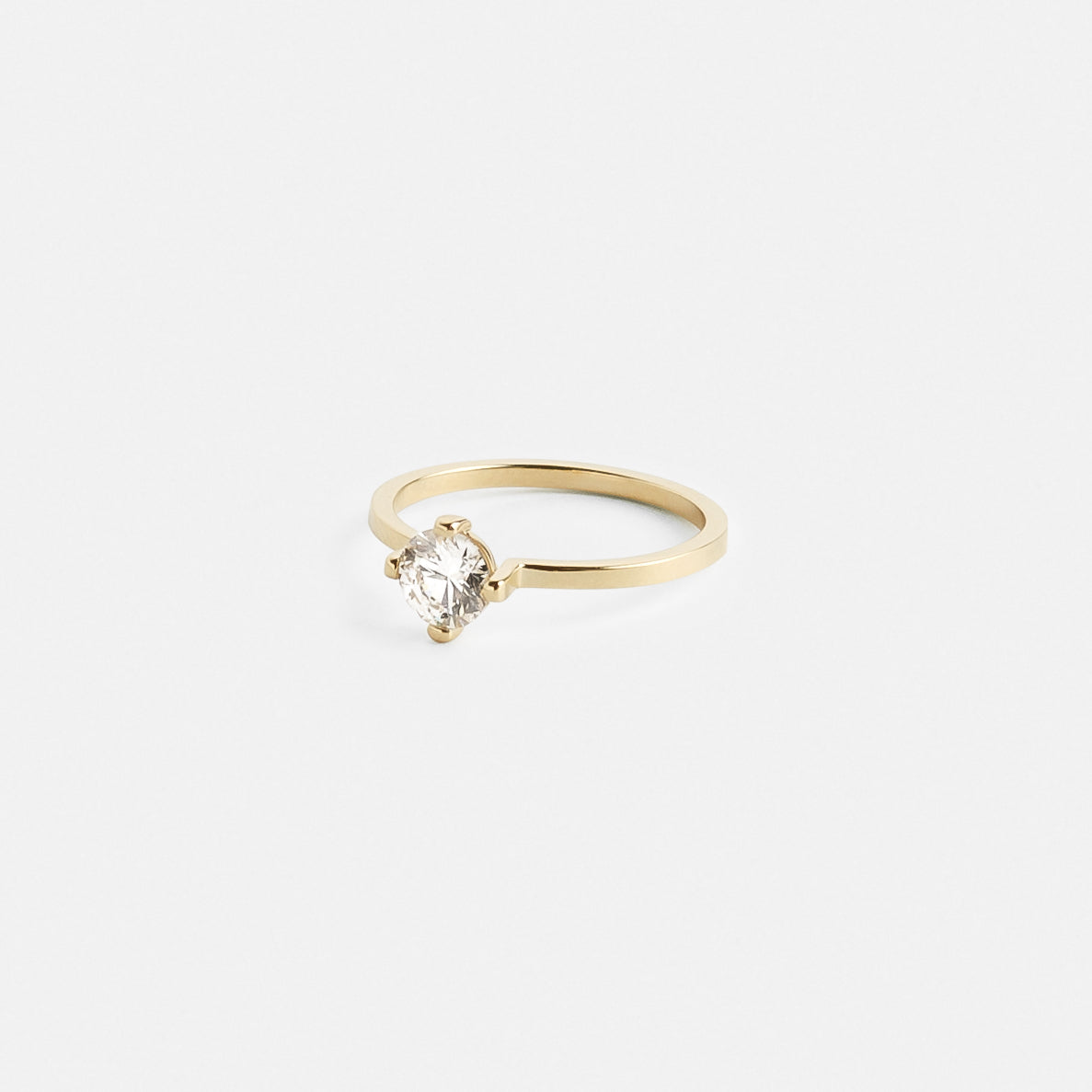 Ema Minimalist Engagement Ring in 14k Gold set with a round brilliant cut 1ct natural diamond By SHW Fine Jewelry NYC
