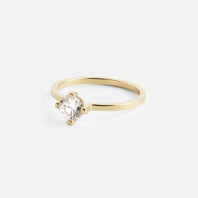 Ema Minimal Engagement Ring in 14k Gold set with a round brilliant cut 1ct natural diamond By SHW Fine Jewelry NYC
