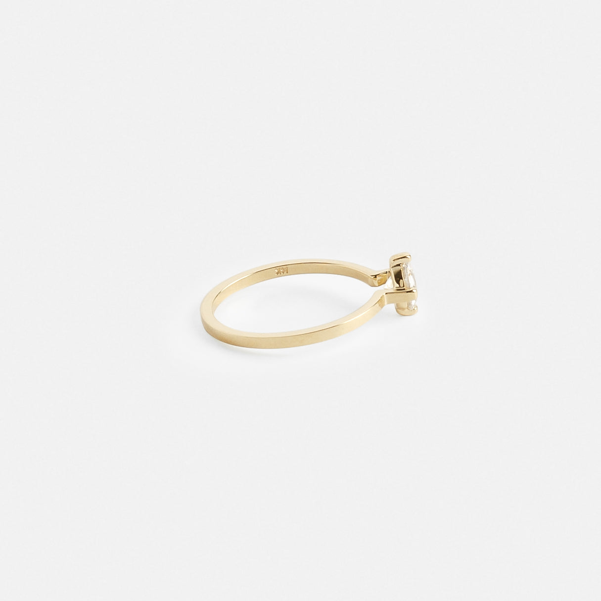 Ema Minimal Engagement Ring in 14k Gold set with a round brilliant cut 1ct lab-grown diamond By SHW Fine Jewelry NYC