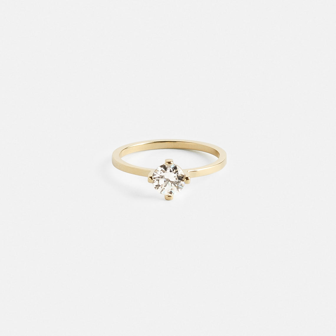 Ema Unique Engagement Ring in 14 karat Gold set with a round brilliant cut 1ct lab-grown diamond By SHW Fine Jewelry NYC