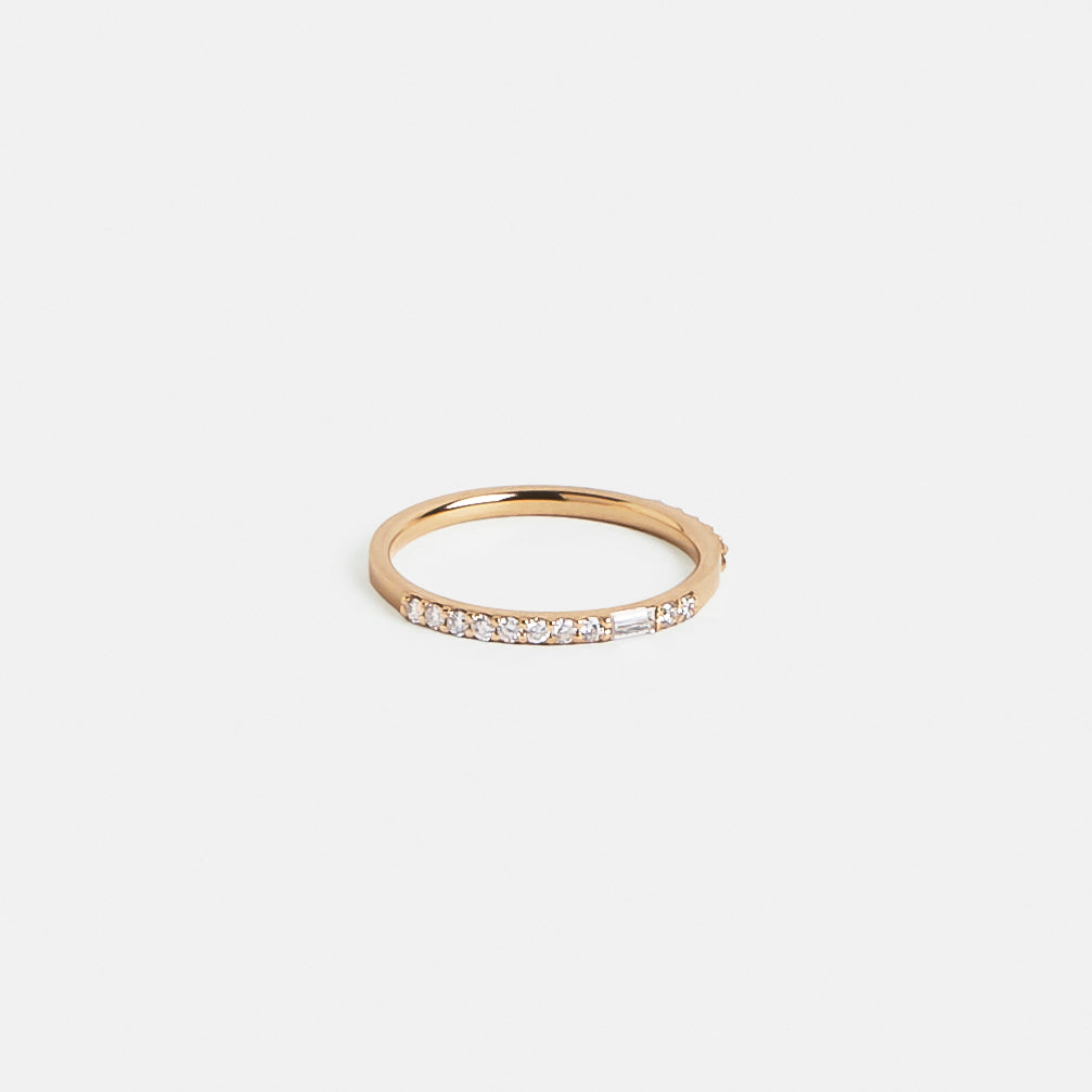Les Unique Ring in 14k Gold set with White Diamonds By SHW Fine Jewelry NYC