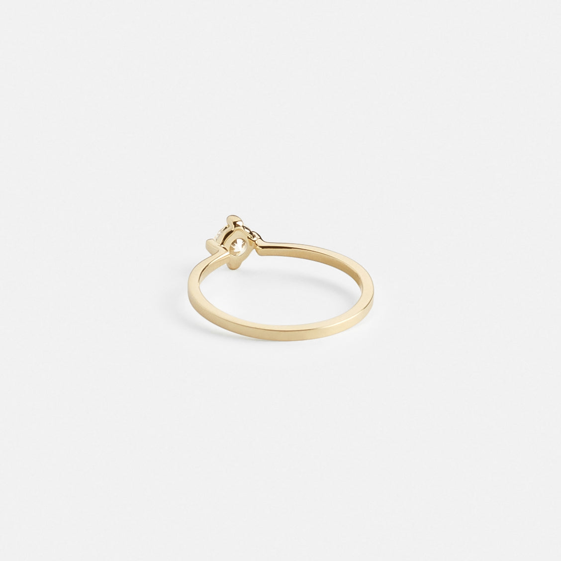 Mini Alternative Ema Ring in 14k Gold set with a round brilliant cut natural 0.4ct diamond By SHW Fine Jewelry NYC