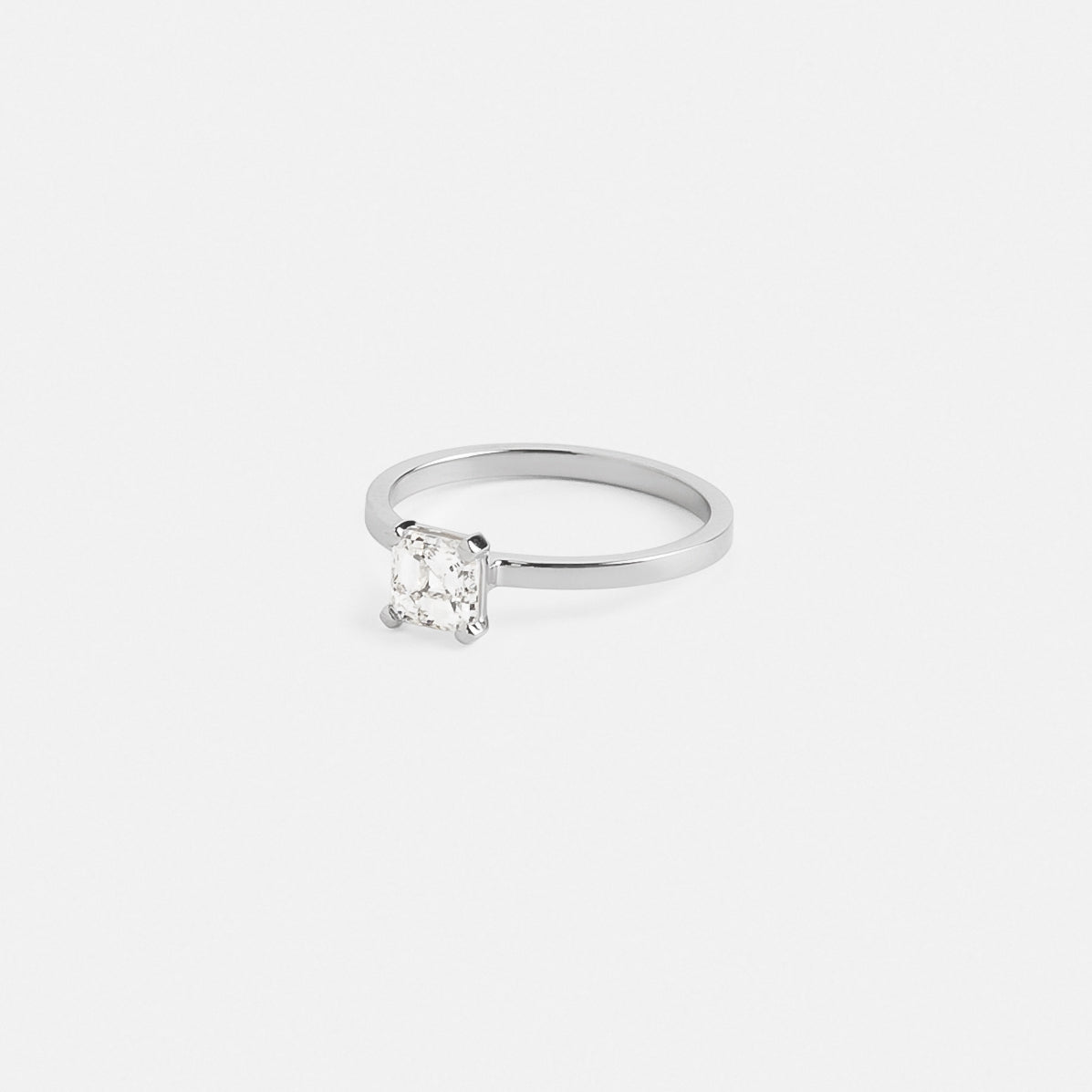 Ryta Minimalist Engagement Ring Platinum Set With 1ct princess cut natural diamond By SHW Fine Jewelry NYC