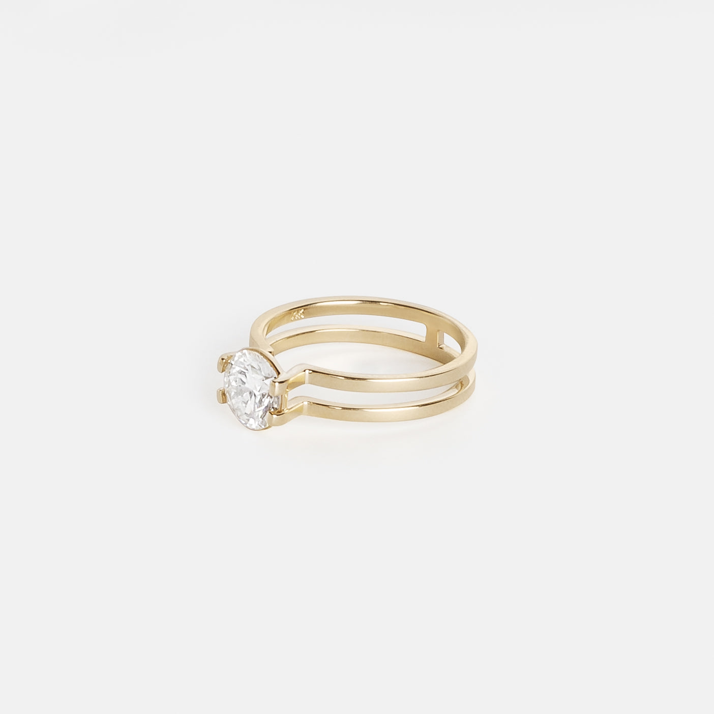 Vedi Cool Ring in 14k Gold set with a 1.01ct round brilliant cut lab-grown diamond By SHW Fine Jewelry NYC