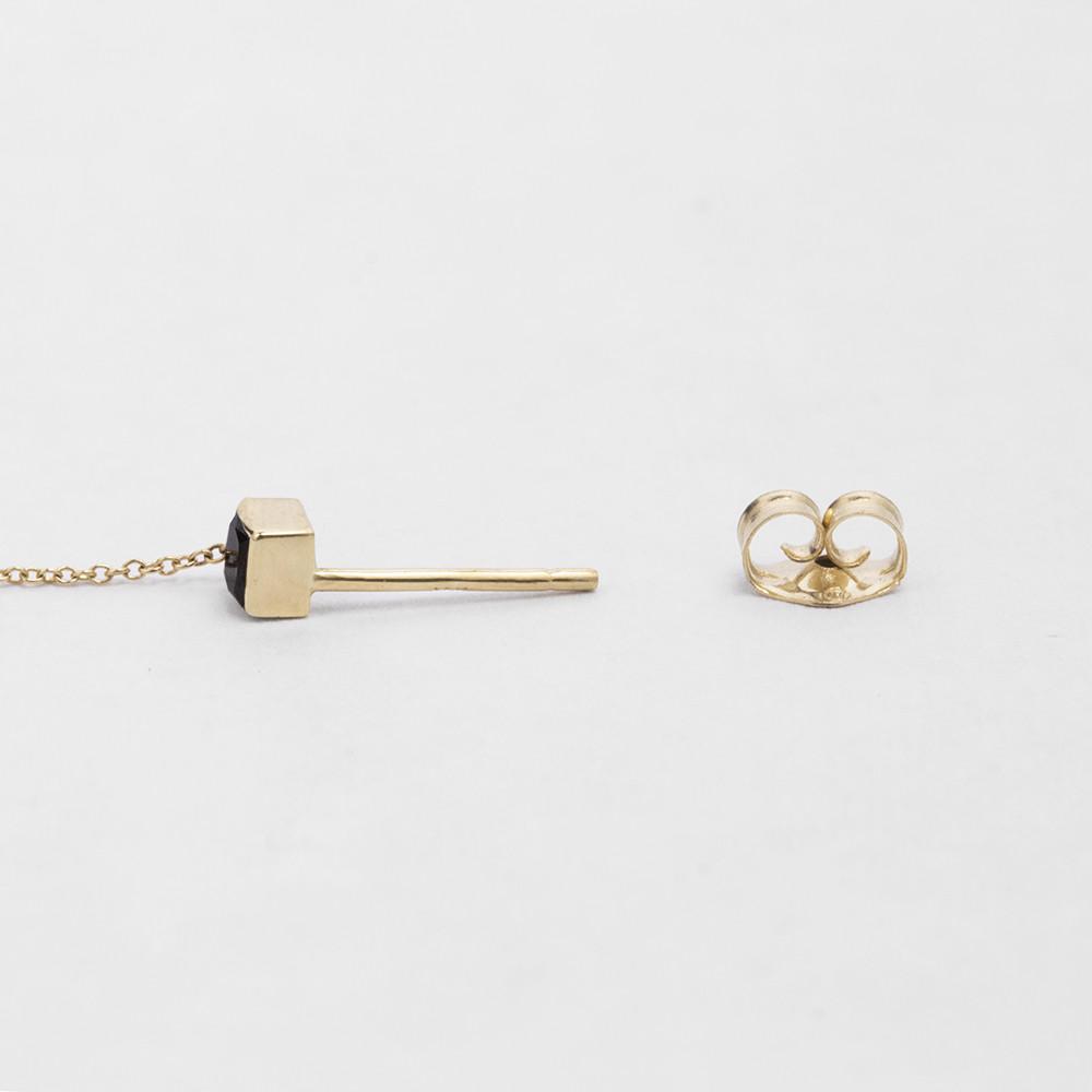 Noma Minimalist Double Piercing Earring in 14k Gold set with White and Black Diamonds By SHW Fine Jewelry NYC
