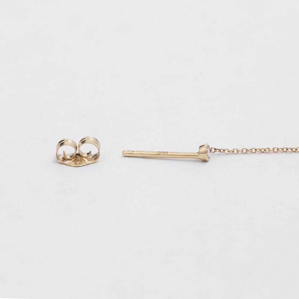 Noma Unconventional Double Piercing Earring in 14k Gold set with White and Black Diamonds By SHW Fine Jewelry NYC