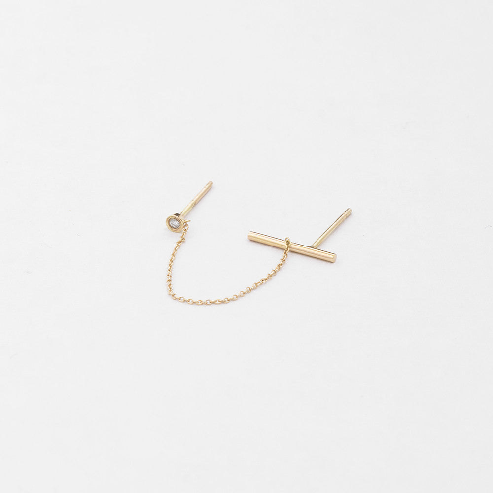 Nusu Designer Double Piercing Earring in 14k Gold set with White  Diamond By SHW Fine Jewelry New York City