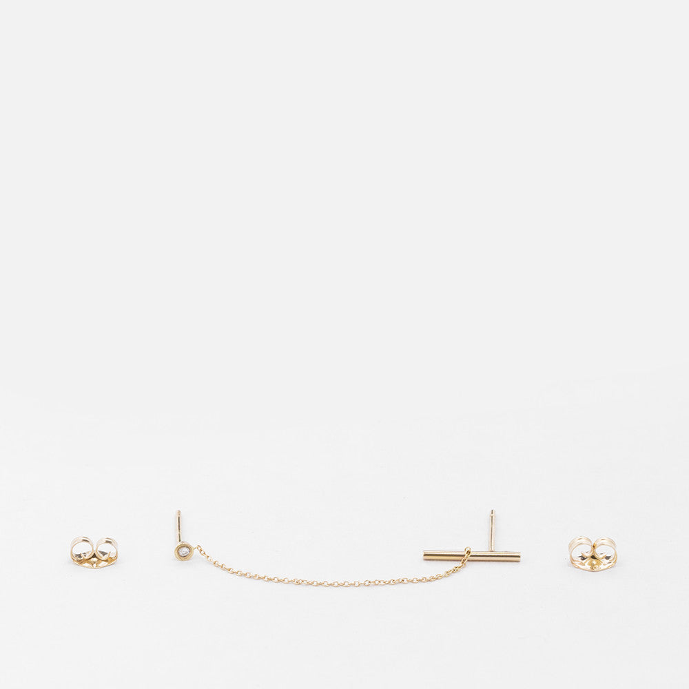 Nusu Alternative Double Piercing Earring in 14k Gold set with White Diamond By SHW Fine Jewelry NYC