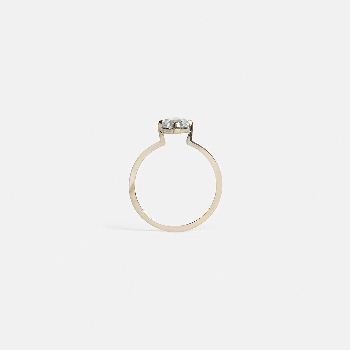 Ilva Unique Ring in 14k White Gold set with a 0.78ct salt and pepper rose cut sustainable natural diamond By SHW Fine Jewelry NYC