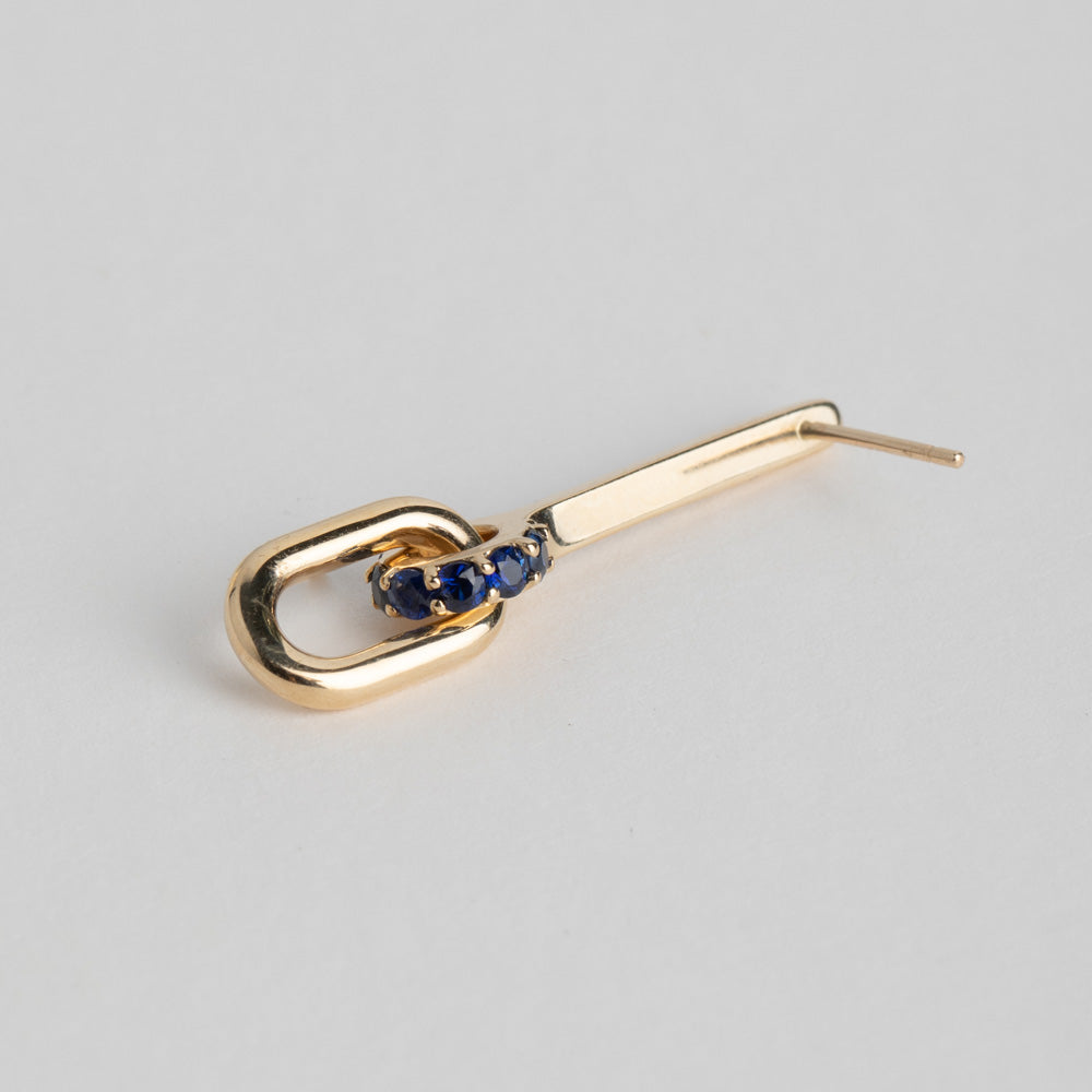 Handmade Fara Earrings in 14k yellow gold set with sapphires and diamonds made in NYC by SHW fine Jewelry