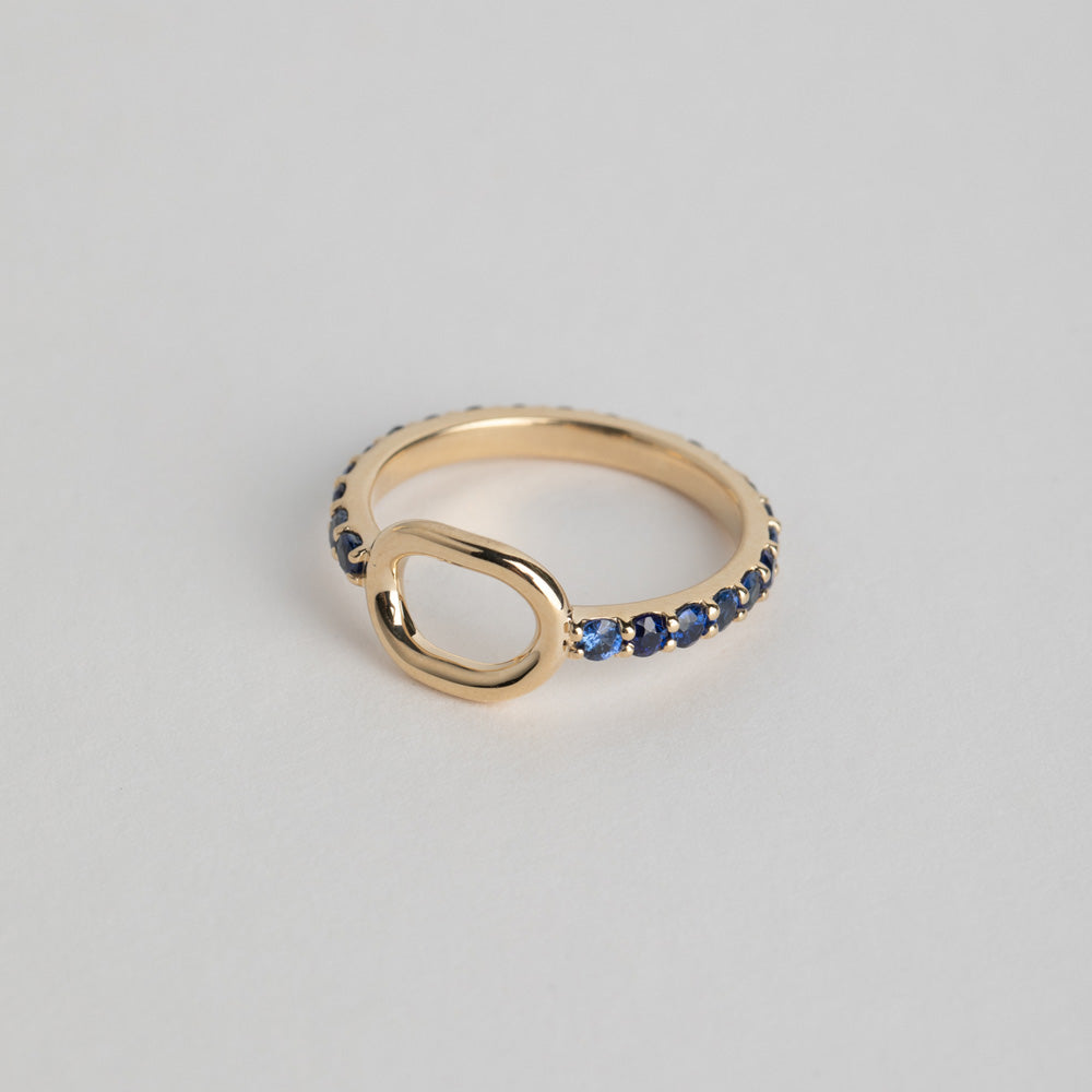 Alternative Fara Ring in 14 karat yellow gold set with sapphires made in New York City by SHW fine Jewelry