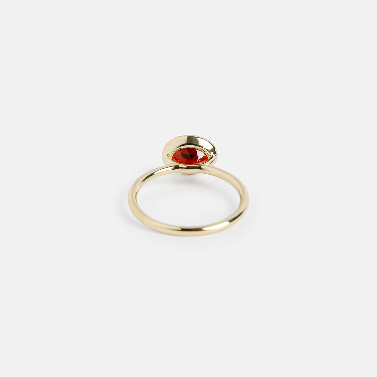 Lida Delicate Ring in 14k Gold set with an oval cut garnet By SHW Fine Jewelry NYC