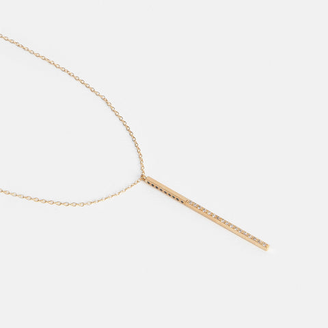Tada Unique Necklace in 14k Gold set with Black and White Diamonds By SHW Fine Jewelry NYC