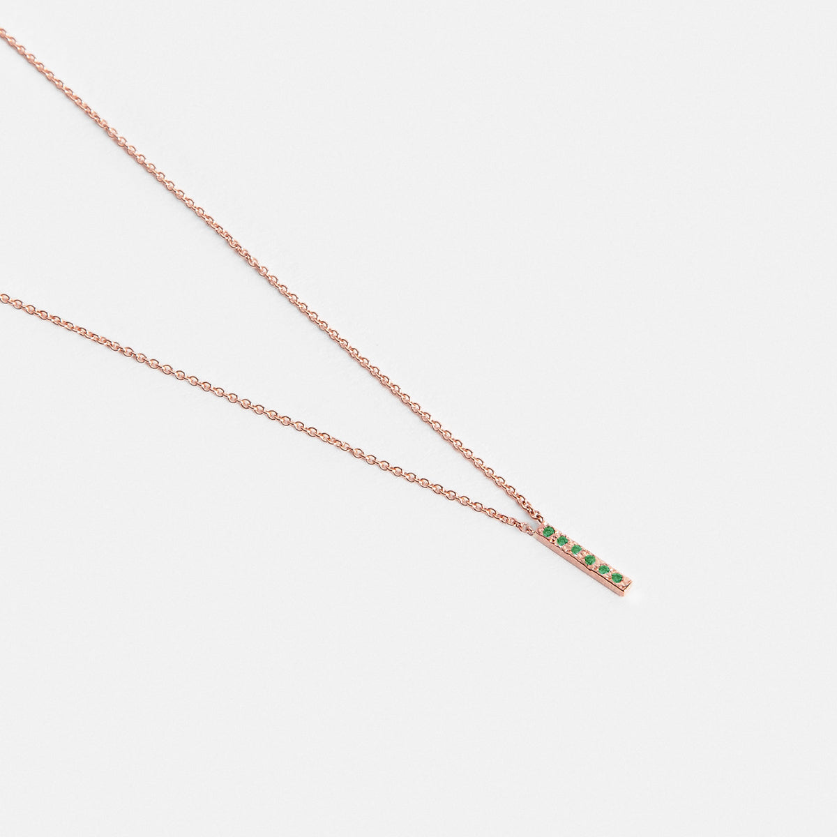 Mini Tiru Handmade Necklace in 14k Rose Gold set with Emeralds By SHW Fine Jewelry NYC