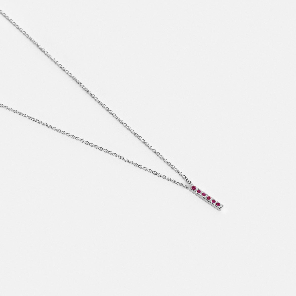 Mini Tiru Delicate Necklace in 14k White Gold set with Rubies By SHW Fine Jewelry NYC