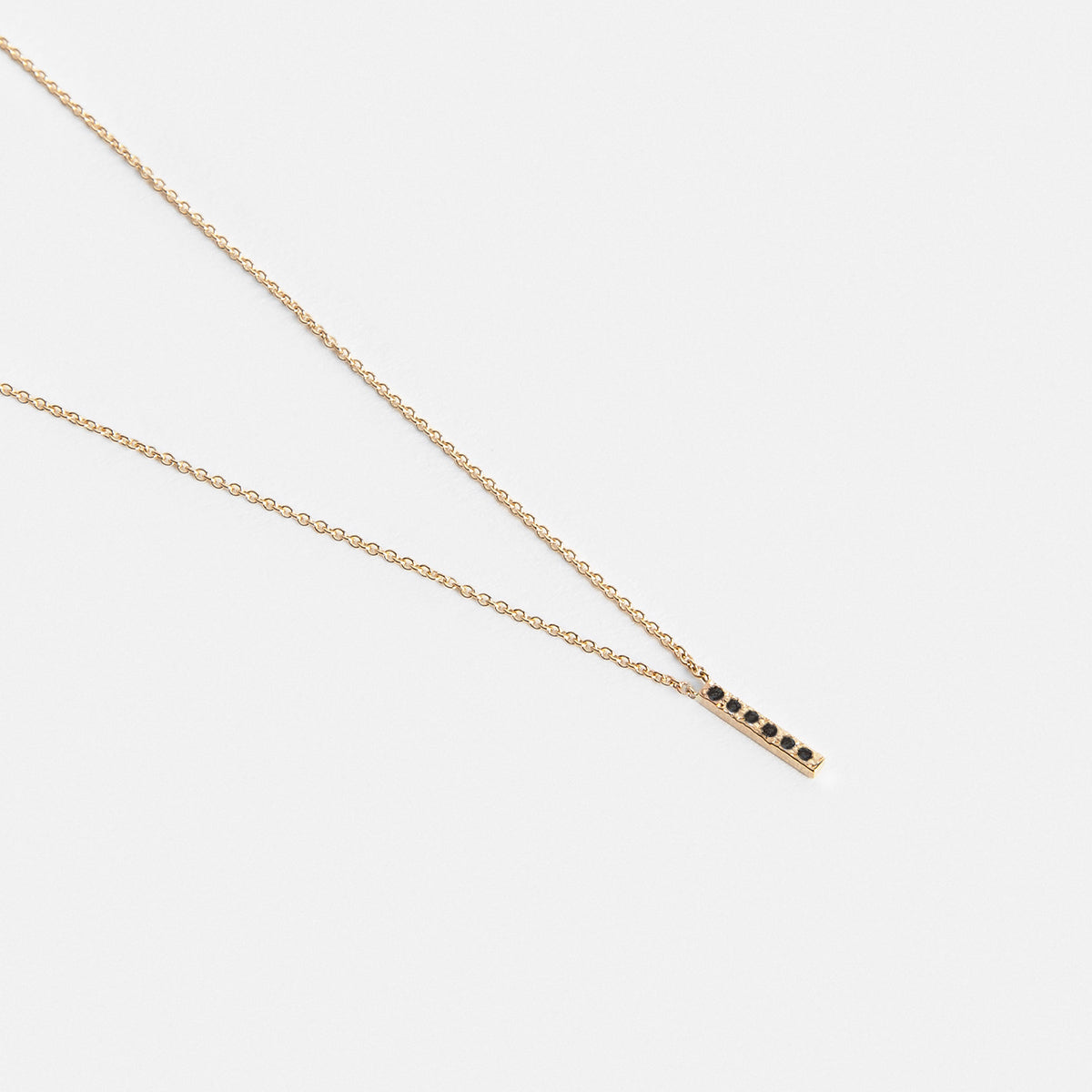 Mini Tiru Delicate Necklace in 14k Gold set with Black Diamonds By SHW Fine Jewelry NYC