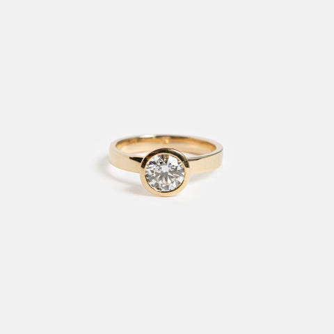 Agne Designer Ring in 14k Gold set with a 1.03ct round cut lab-grown diamond By SHW Fine Jewelry NYC