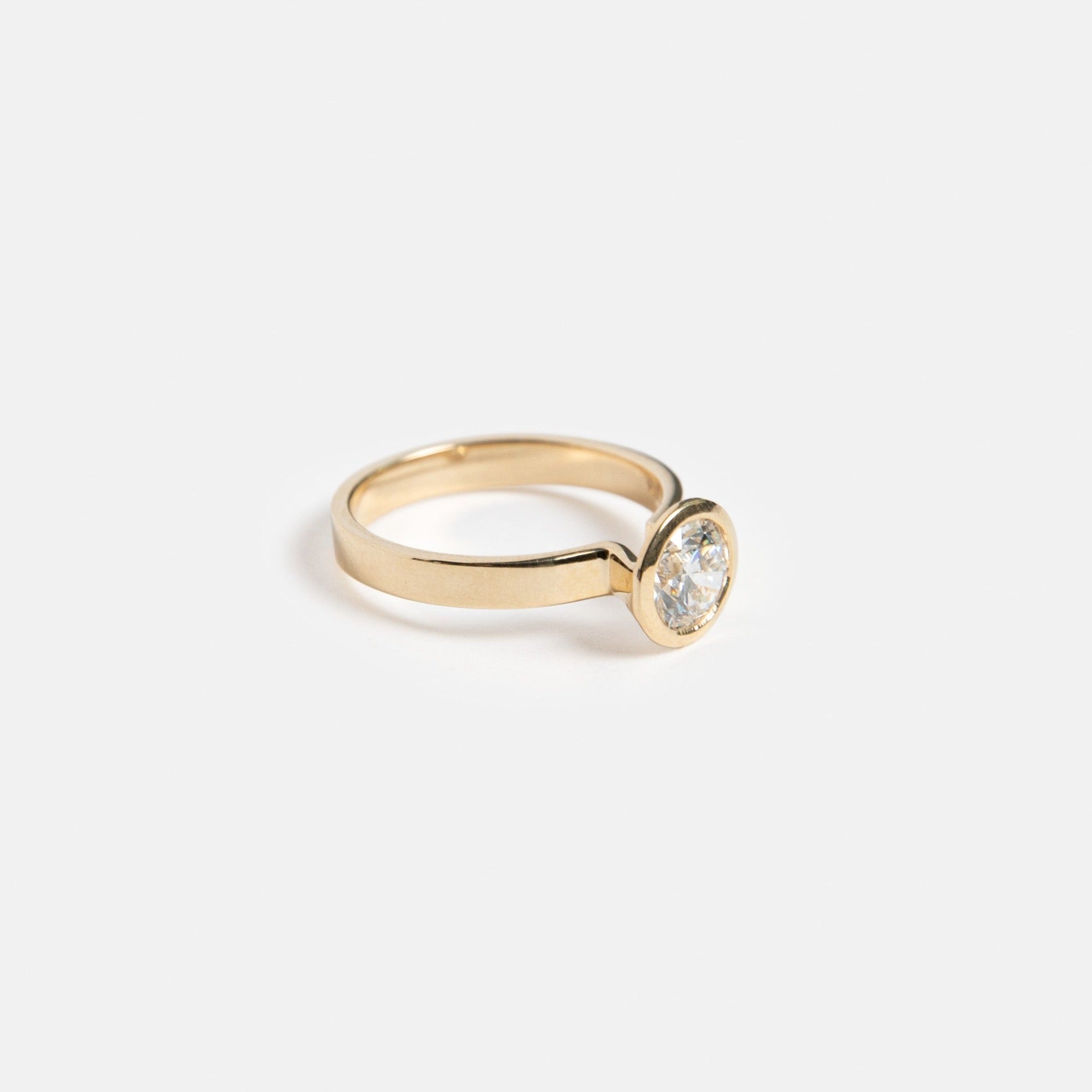 Agne Stackable Ring in 14k Gold set with a 1.03ct round cut lab-grown diamond By SHW Fine Jewelry NYC