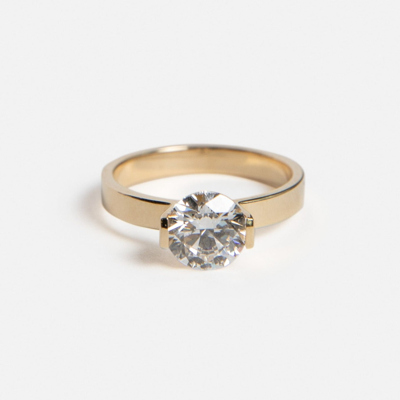 Lara Minimalist Engagement Ring in 14k Gold set with an excellent cut lab-grown diamond By SHW Fine Jewelry NYC