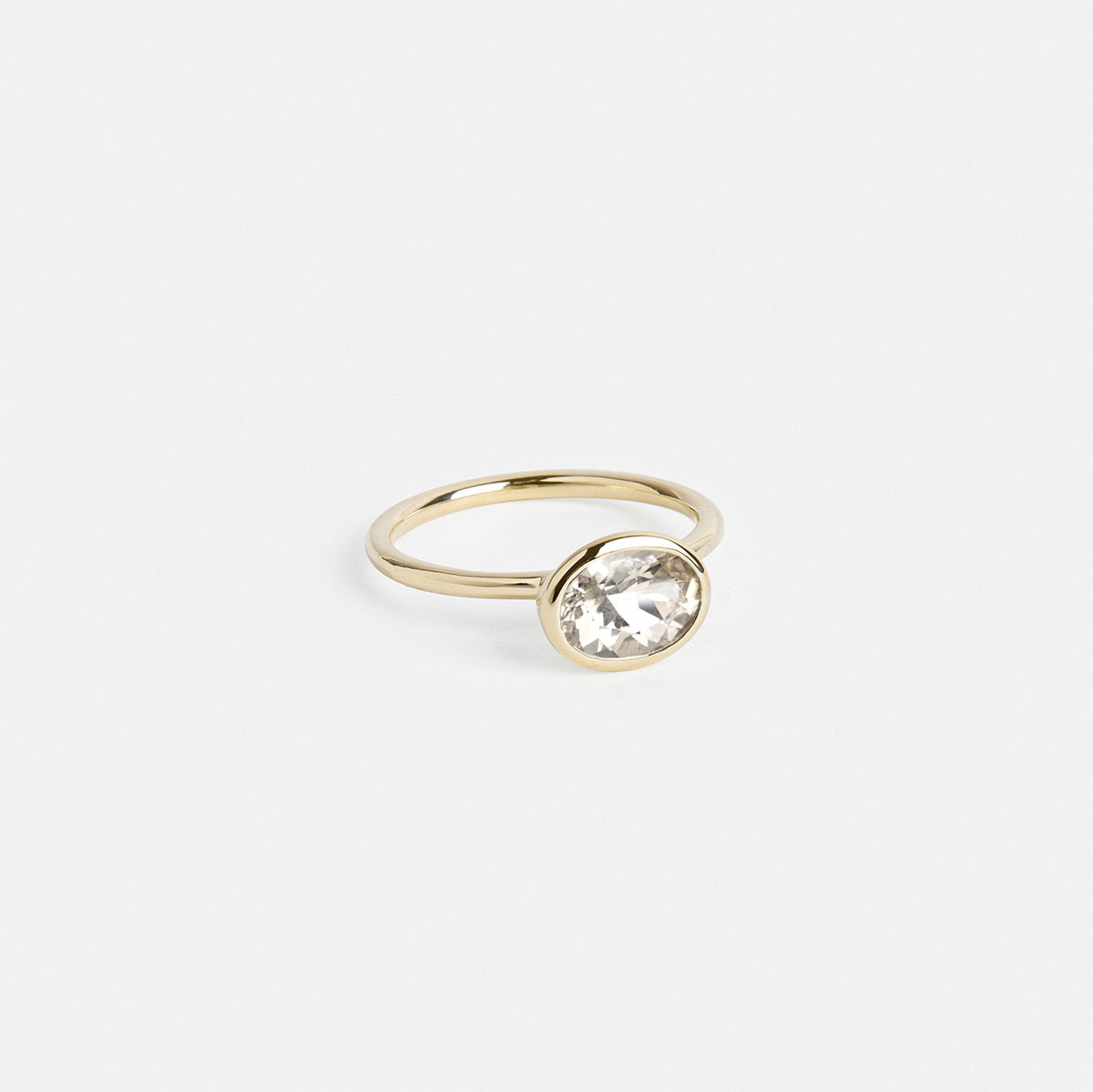 Lida Thin Ring in 14k Gold set with an oval brilliant cut lab-grown diamond By SHW Fine Jewelry NYC