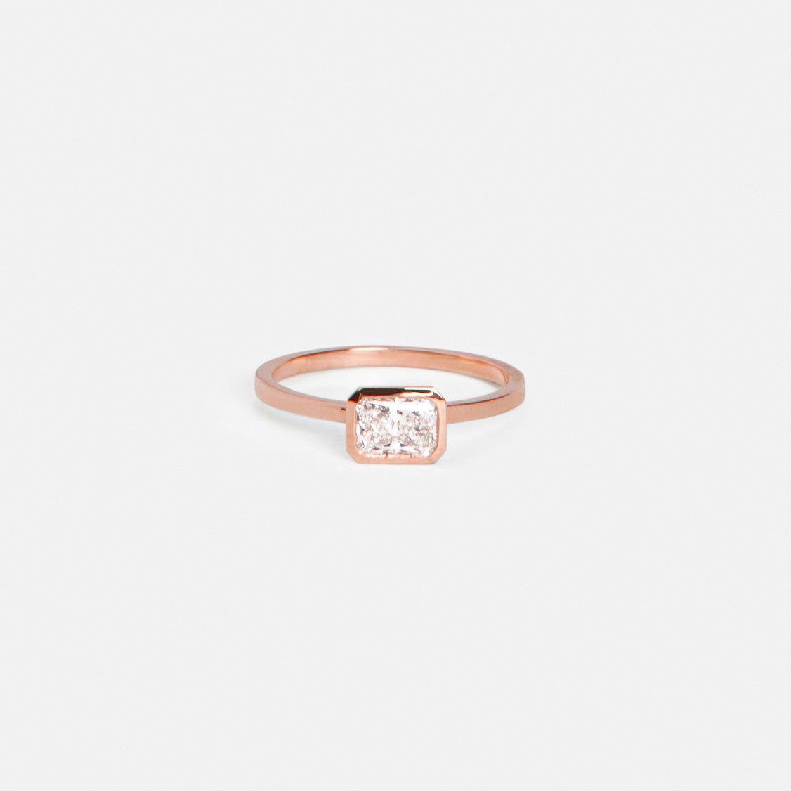 Mudu Simple Ring in 14k Rose Gold set with a 0.6ct radiant cut lab-grown diamond By SHW Fine Jewelry NYC