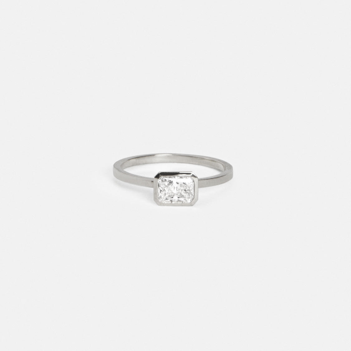 Mudu Alternative Ring in 14k White Gold set with a 0.6ct radiant cut lab-grown diamond By SHW Fine Jewelry NYC