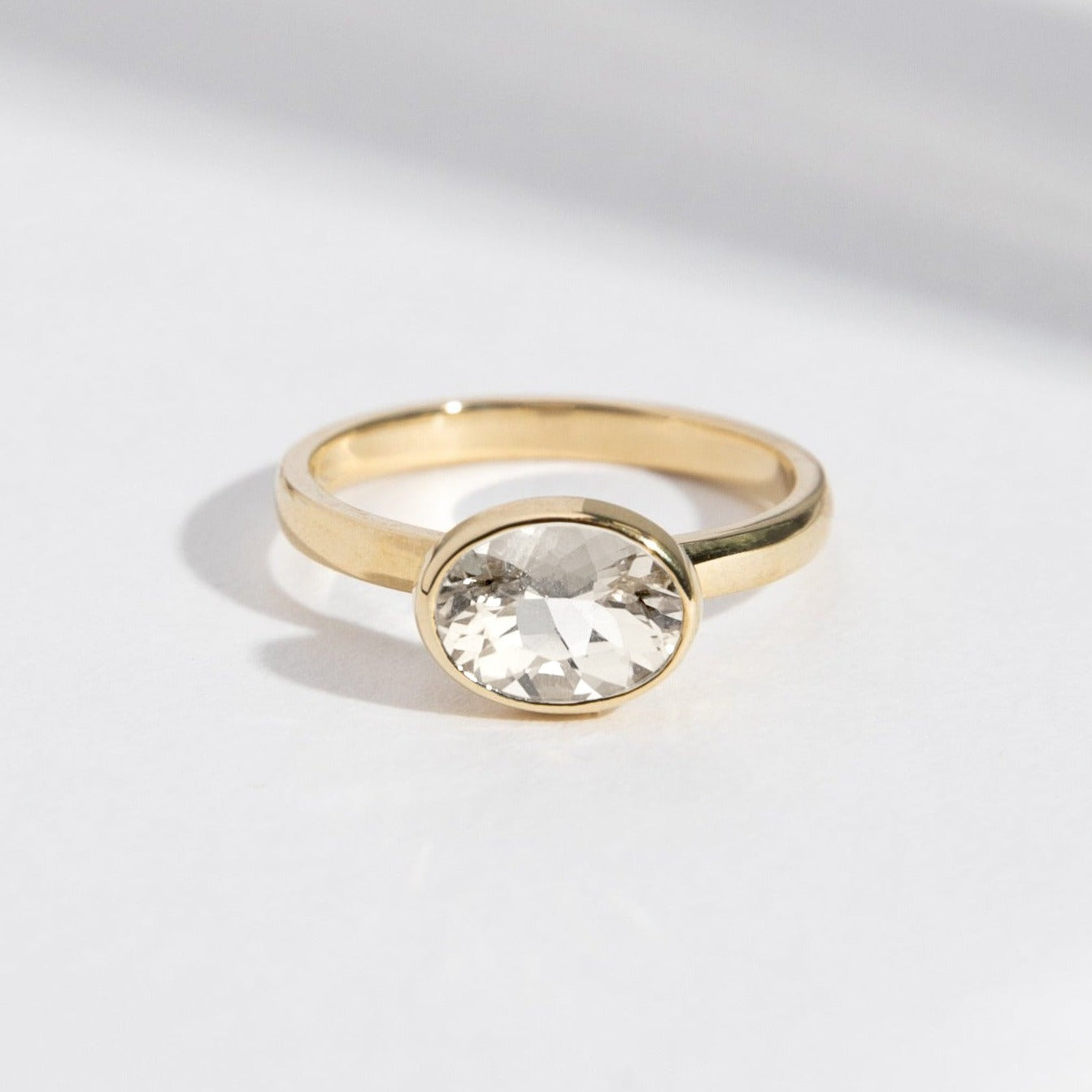 Syd Unique Ring in 14k Gold set with an oval cut lab-grown diamond By SHW Fine Jewelry NYC