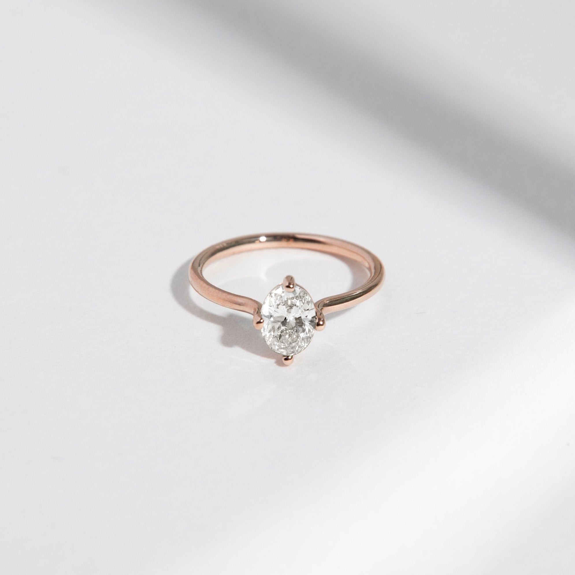 Veli Delicate Ring in 14k Rose Gold set with an oval brilliant cut lab-grown diamond By SHW Fine Jewelry NYC