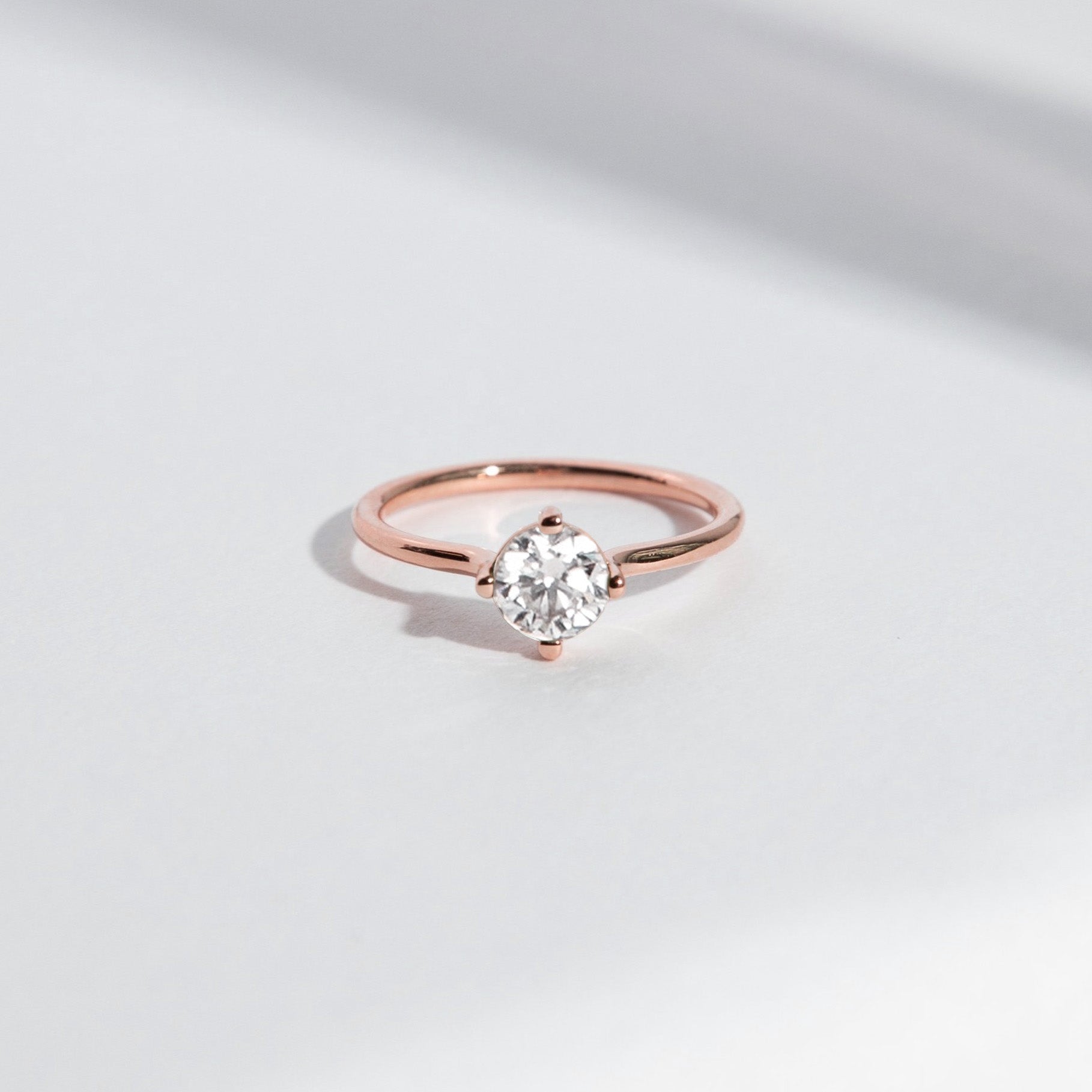 Velu Handmade Ring in 14k Rose Gold set with a round brilliant cut lab-grown diamond By SHW Fine Jewelry NYC