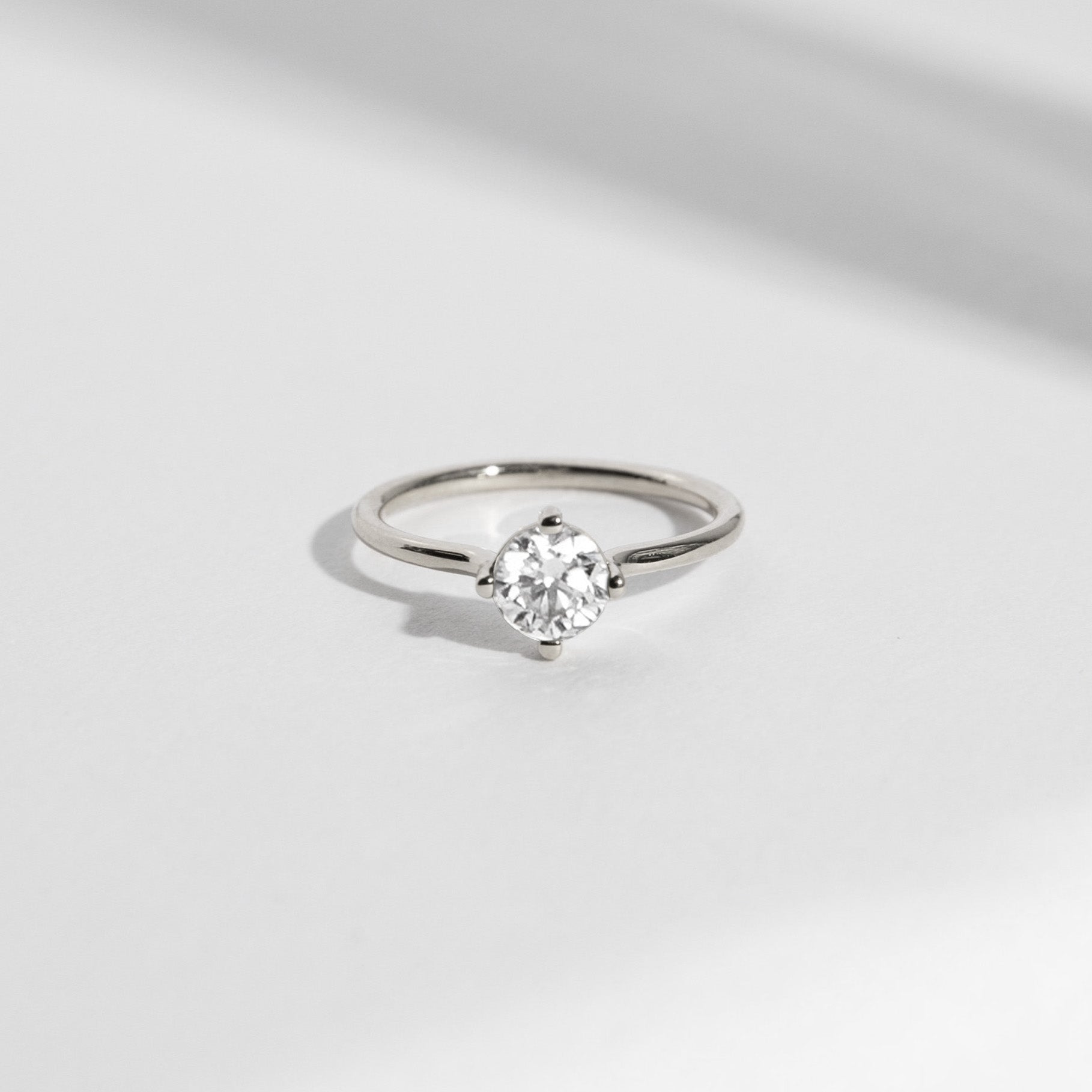 Velu Minimal Ring in 14k White Gold set with a round brilliant cut lab-grown diamond By SHW Fine Jewelry NYC