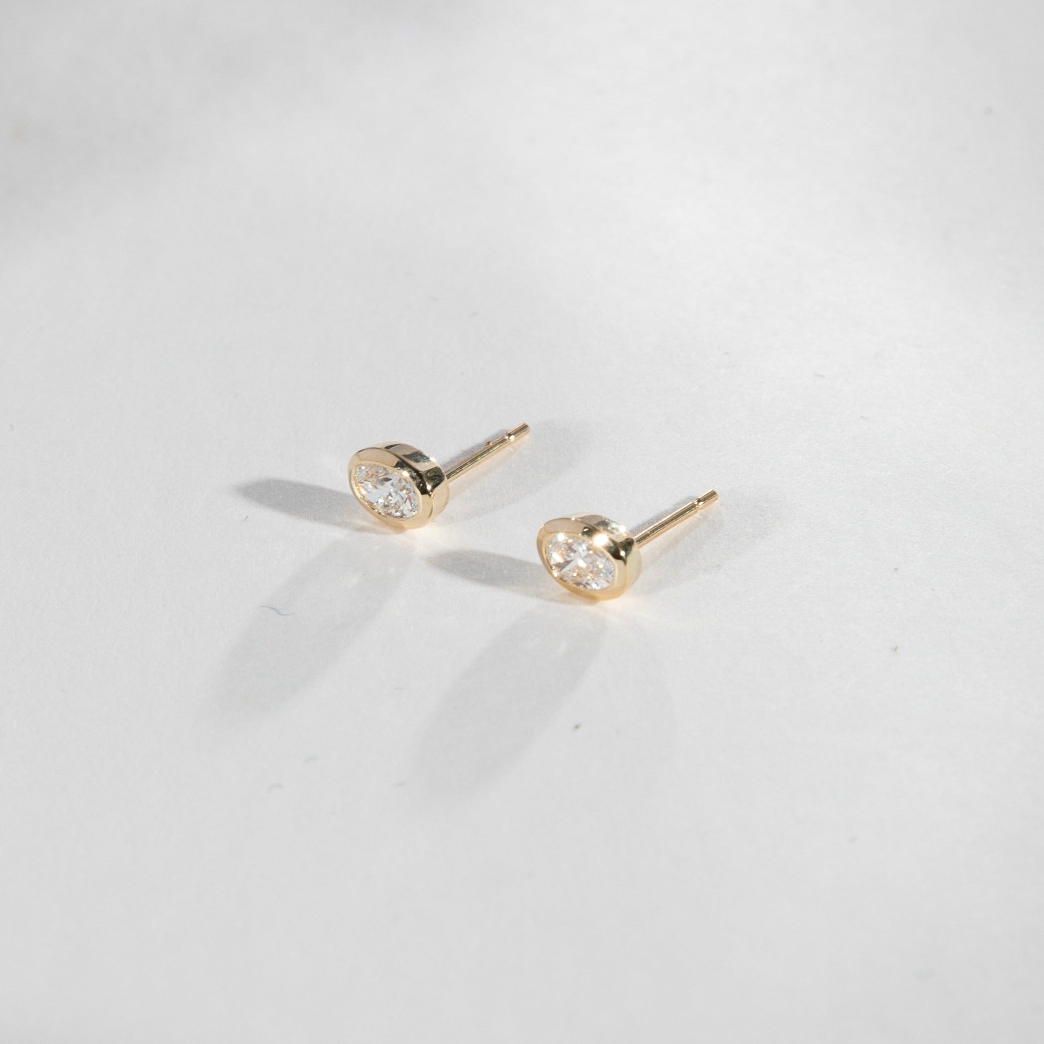 Ana Plain Earrings in 14k Gold set with lab-grown diamonds By SHW Fine Jewelry NYC