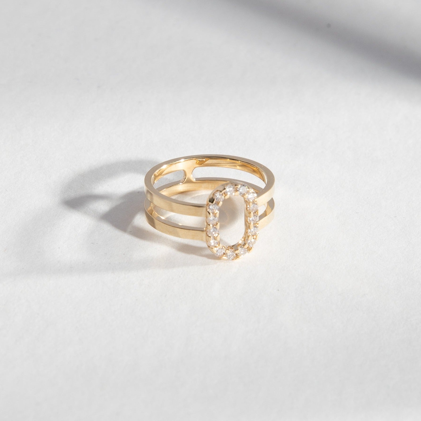 Maiti Alternative Ring in 14k Gold set with lab-grown diamonds By SHW Fine Jewelry NYC