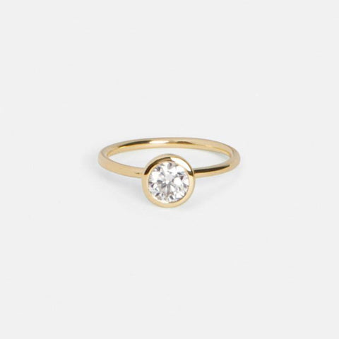 Arti Delicate Ring in 14k Gold set with a 0.9ct round brilliant cut natural diamond By SHW Fine Jewelry NYC