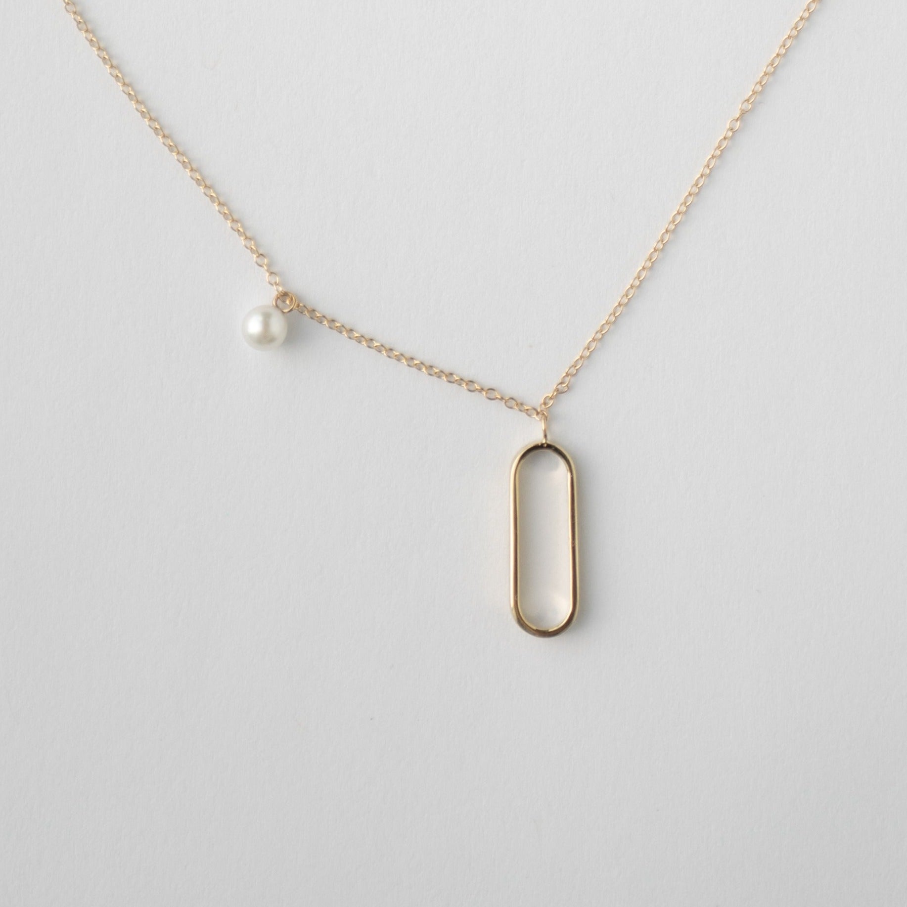 Rengi delicate necklace in 14k yellow gold with pearls made in NYC by SHW fine Jewelry