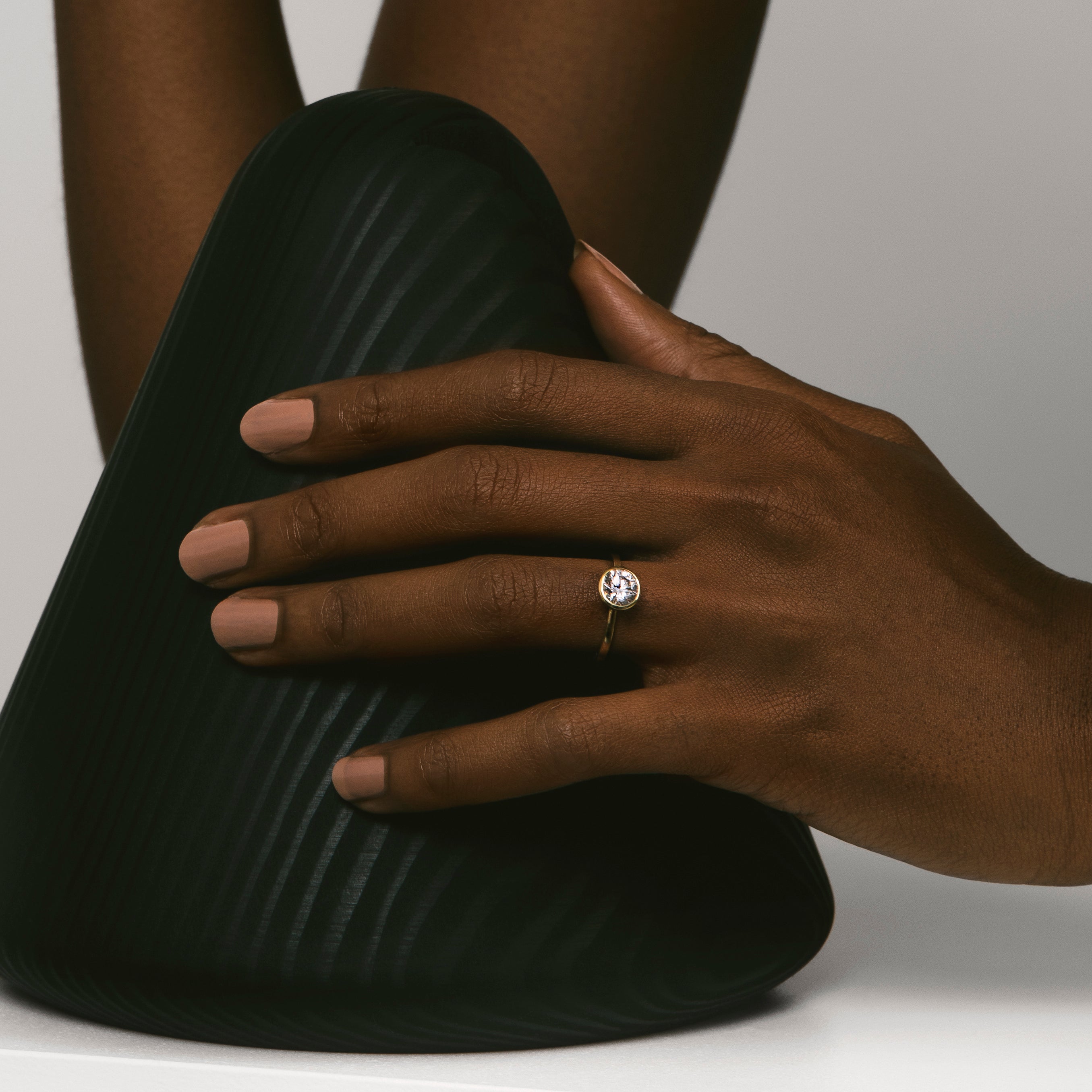 Mana Minimalist Engagement Ring in sustainable 14k Gold set with a 1.01ct round brilliant cut lab-grown diamond By SHW Fine Jewelry NYC