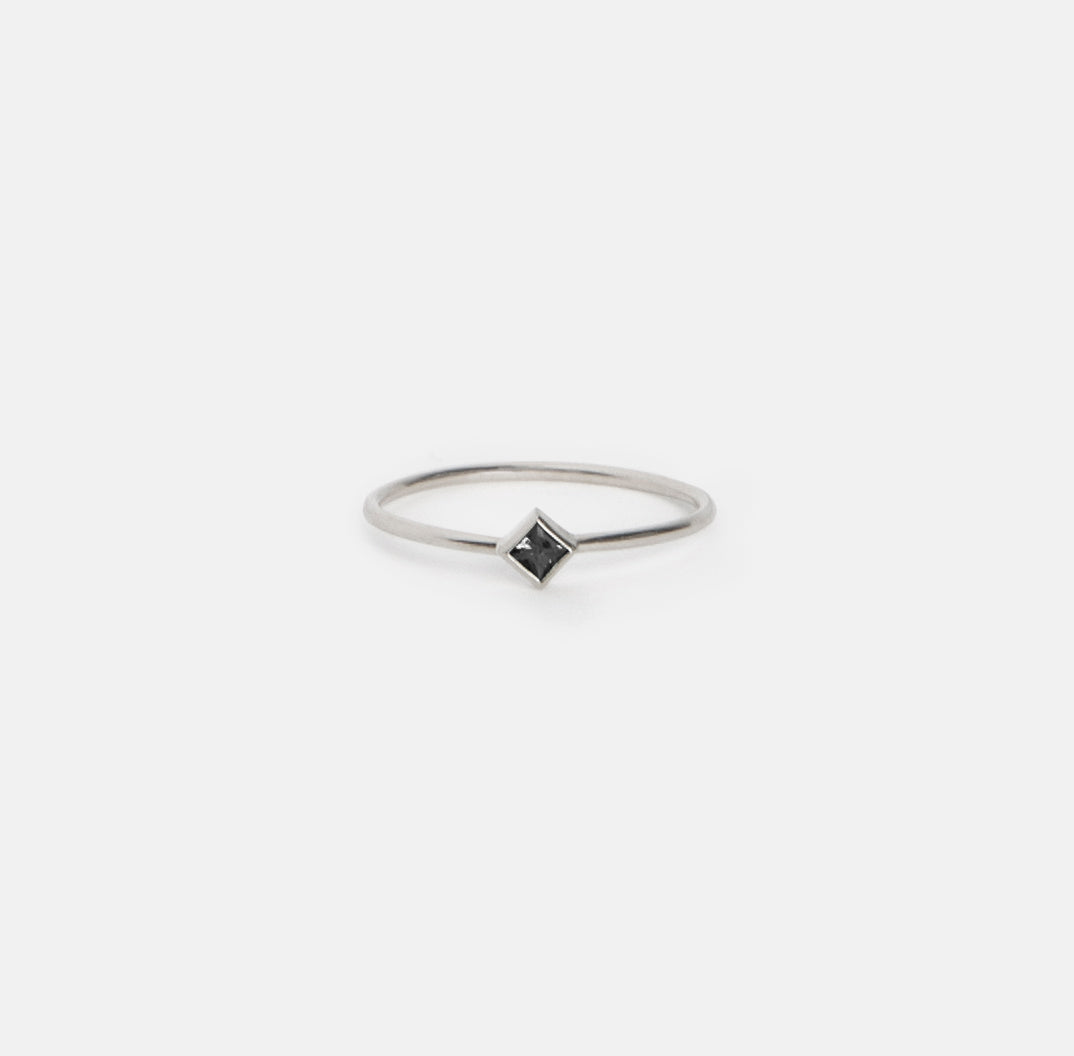 Small Ona Cool Ring in 14k White Gold set with Black Diamond by SHW Fine Jewelry