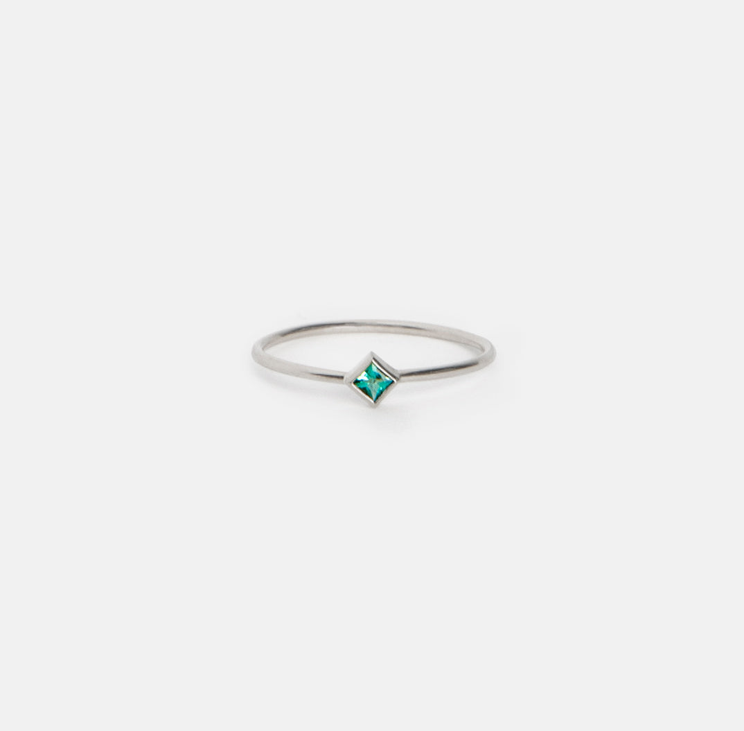 Small Ona Simple Ring in 14k White Gold set with Emerald by SHW Fine Jewelry