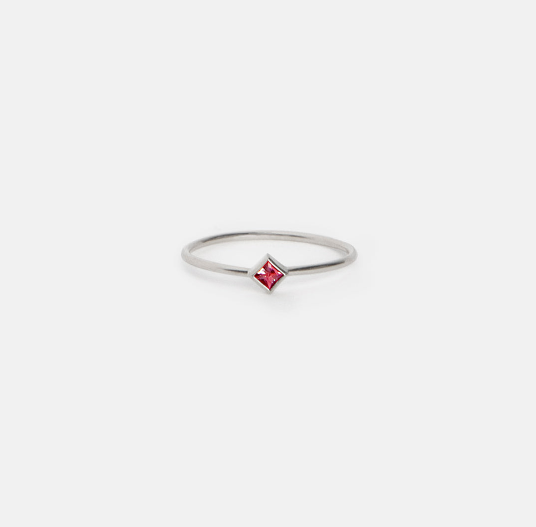 Small Ona Handmade Ring in 14k White Gold set with Ruby by SHW Fine Jewelry