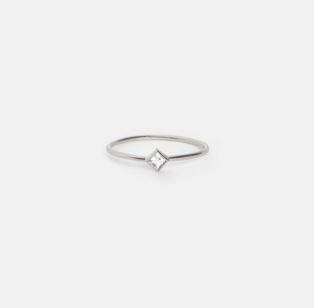 Small Ona Simple Ring in 14k White Gold set with White Diamond by SHW Fine Jewelry