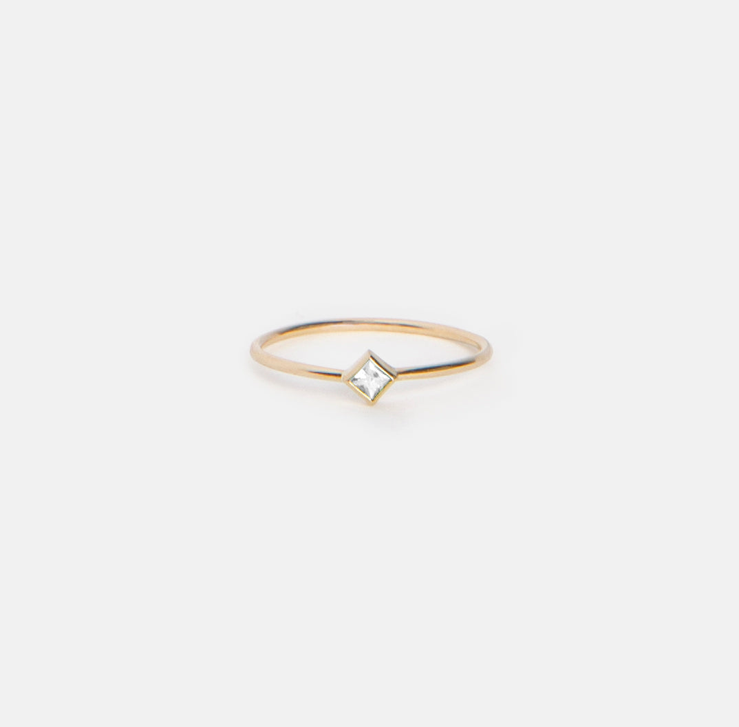Small Ona Thin Ring in 14k Gold set with White Diamond by SHW Fine Jewelry